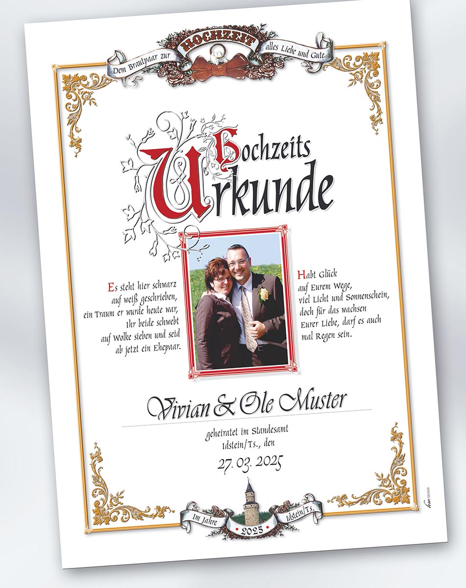 Ihre persönliche Hochzeits-Urkunde