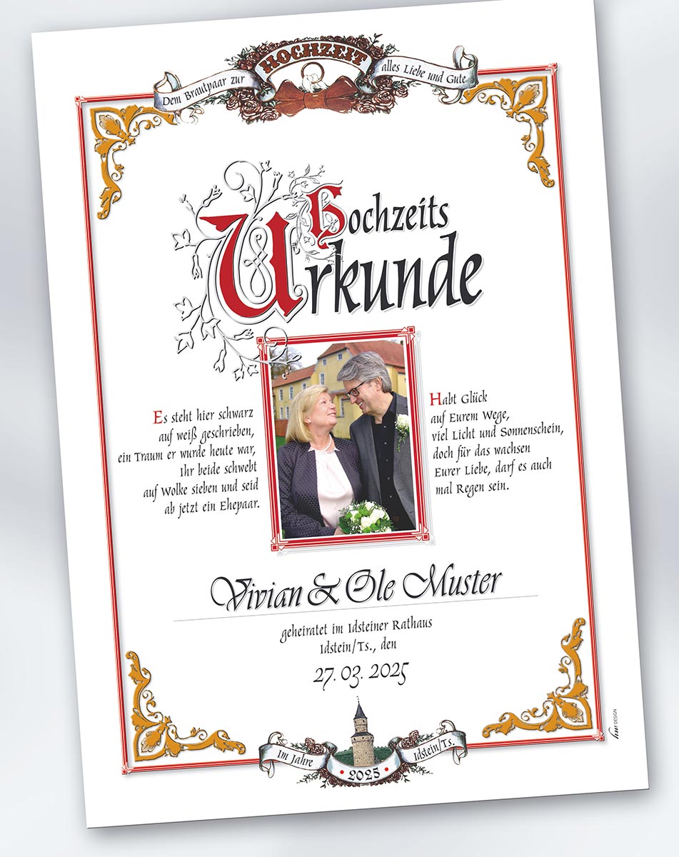 Ihre persönliche Hochzeits-Urkunde