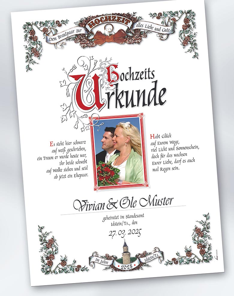 Ihre persönliche Hochzeits-Urkunde